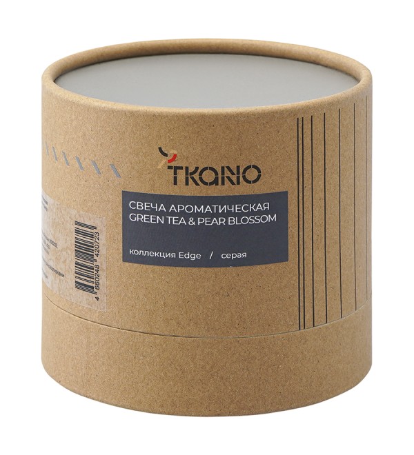 Свеча ароматическая с деревянным фитилём green tea & pear blossom из коллекции edge, серый, 60 ч