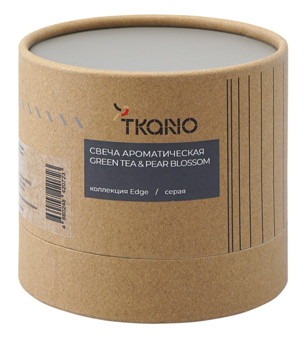 Свеча ароматическая с деревянным фитилём green tea & pear blossom из коллекции edge, серый, 60 ч
