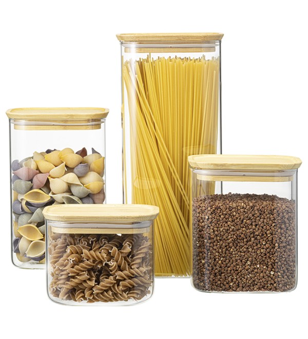 Банка для хранения прямоугольная glass bamboo, 950 мл