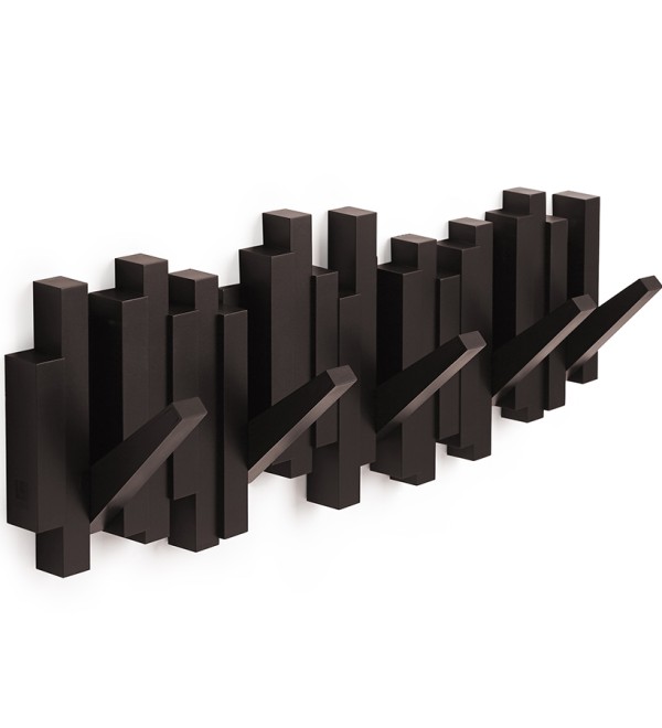 Вешалка настенная sticks, 49,3 см, эспрессо, 5 крючков
