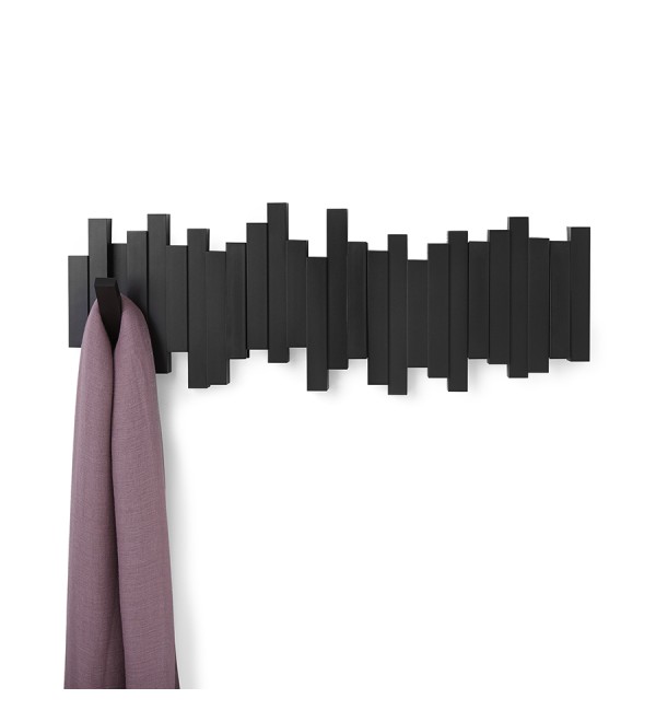 Вешалка настенная sticks, 49,3 см, черная, 5 крючков