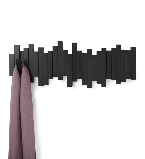 Вешалка настенная sticks, 49,3 см, черная, 5 крючков