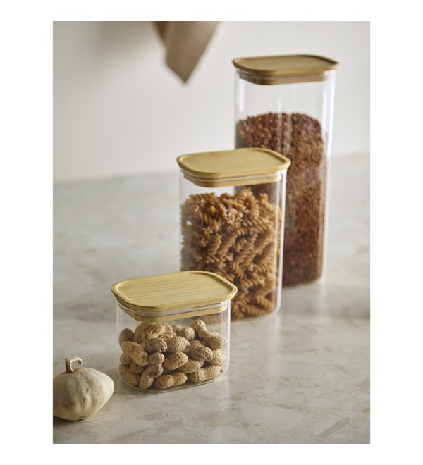 Банка для хранения прямоугольная glass bamboo, 1,3 л