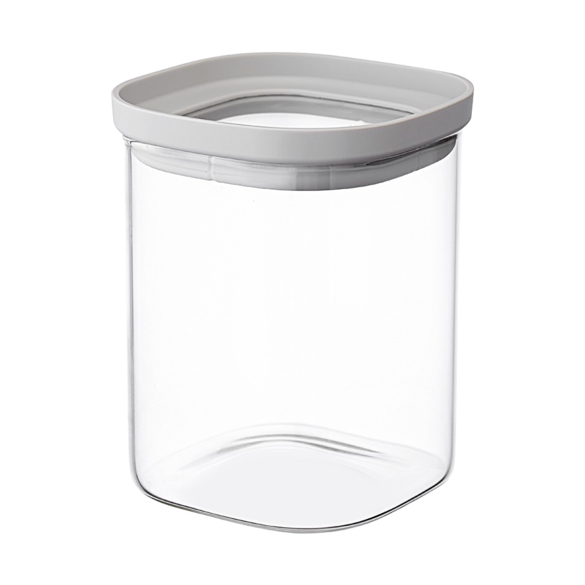 Банка для хранения квадратная vacuum glass, 1 л, светло-серая