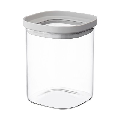 Банка для хранения квадратная vacuum glass, 1 л, светло-серая