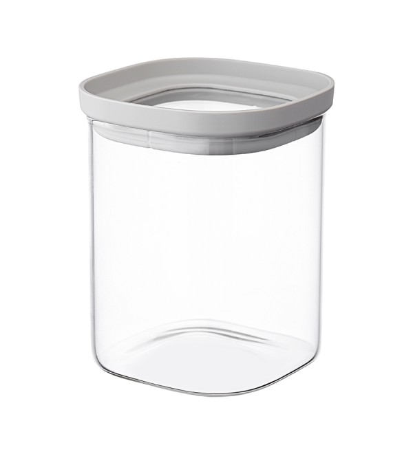 Банка для хранения квадратная vacuum glass, 1 л, светло-серая