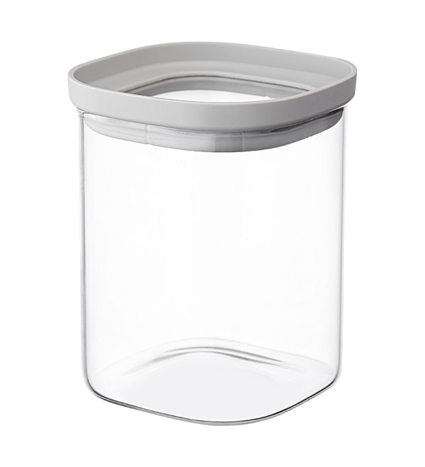 Банка для хранения квадратная vacuum glass, 1 л, светло-серая