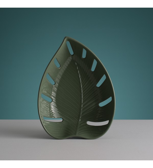 Блюдо для фруктов in the forest leaf, 19х6х26 см, зеленое