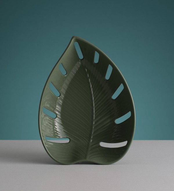 Блюдо для фруктов in the forest leaf, 19х6х26 см, зеленое