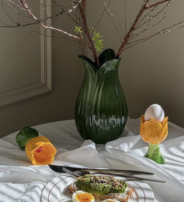 Ваза petal зеленого цвета из коллекции blossom, 22 см