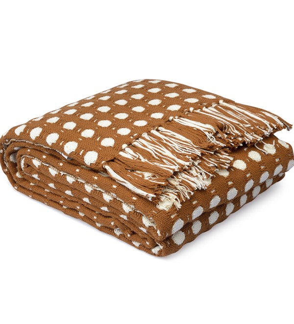 Покрывало из хлопка polka dots карамельного цвета из коллекции essential, 230х250 см