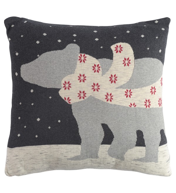 Подушка вязаная с новогодним рисунком polar bear из коллекции new year essential, 45х45 см