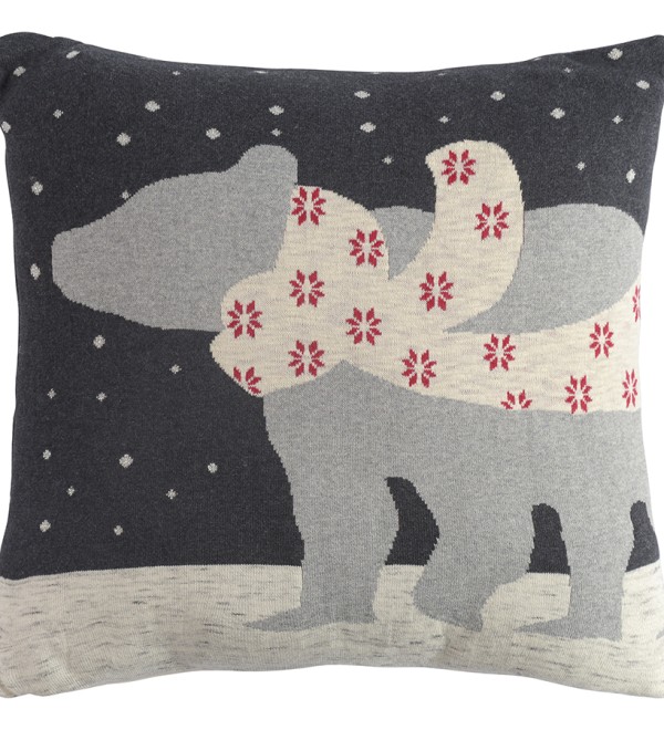 Подушка вязаная с новогодним рисунком polar bear из коллекции new year essential, 45х45 см