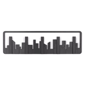 Вешалка настенная skyline, 50 см, черная, 5 крючков