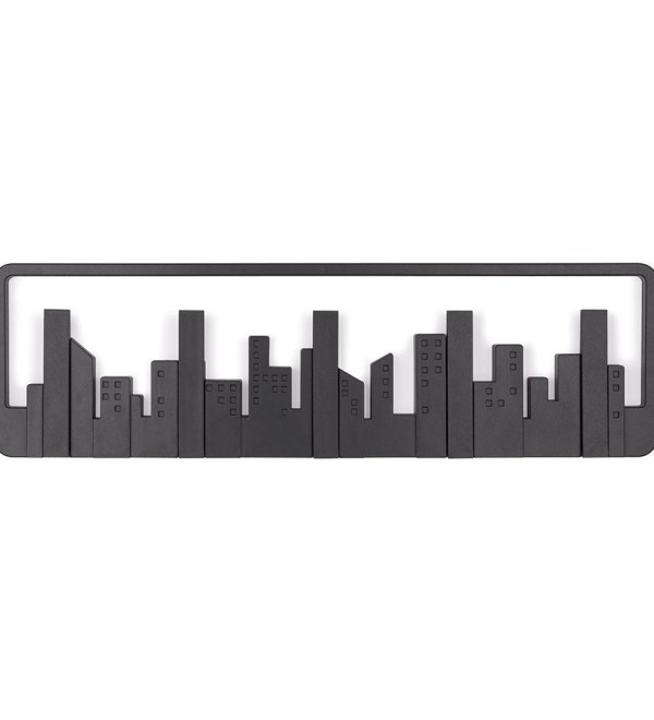 Вешалка настенная skyline, 50 см, черная, 5 крючков
