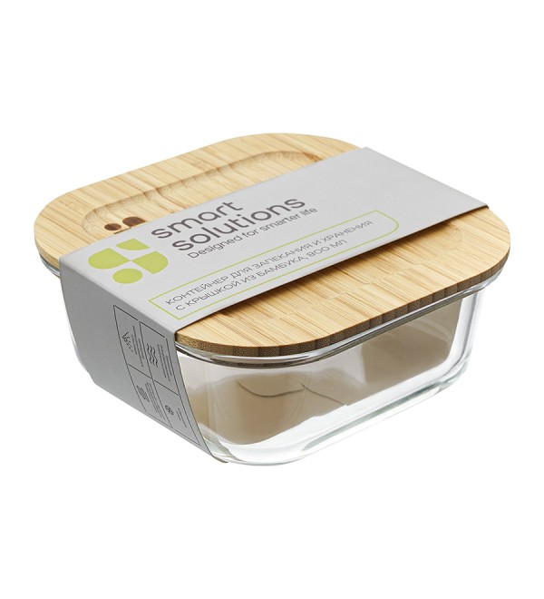 Контейнер для запекания и хранения eco store с крышкой из бамбука, 800 мл