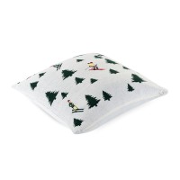 Подушка вязаная с новогодним рисунком Лыжники из коллекции new year essential, 45x45 см