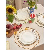 Салфетка под приборы anemone из коллекции trendy ruffles, D38 см, карри