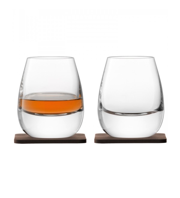 Набор стаканов с деревянными подставками islay whisky, 250 мл, 2 шт.