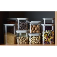 Банка для хранения прямоугольная vacuum glass, 1,5 л, светло-серая