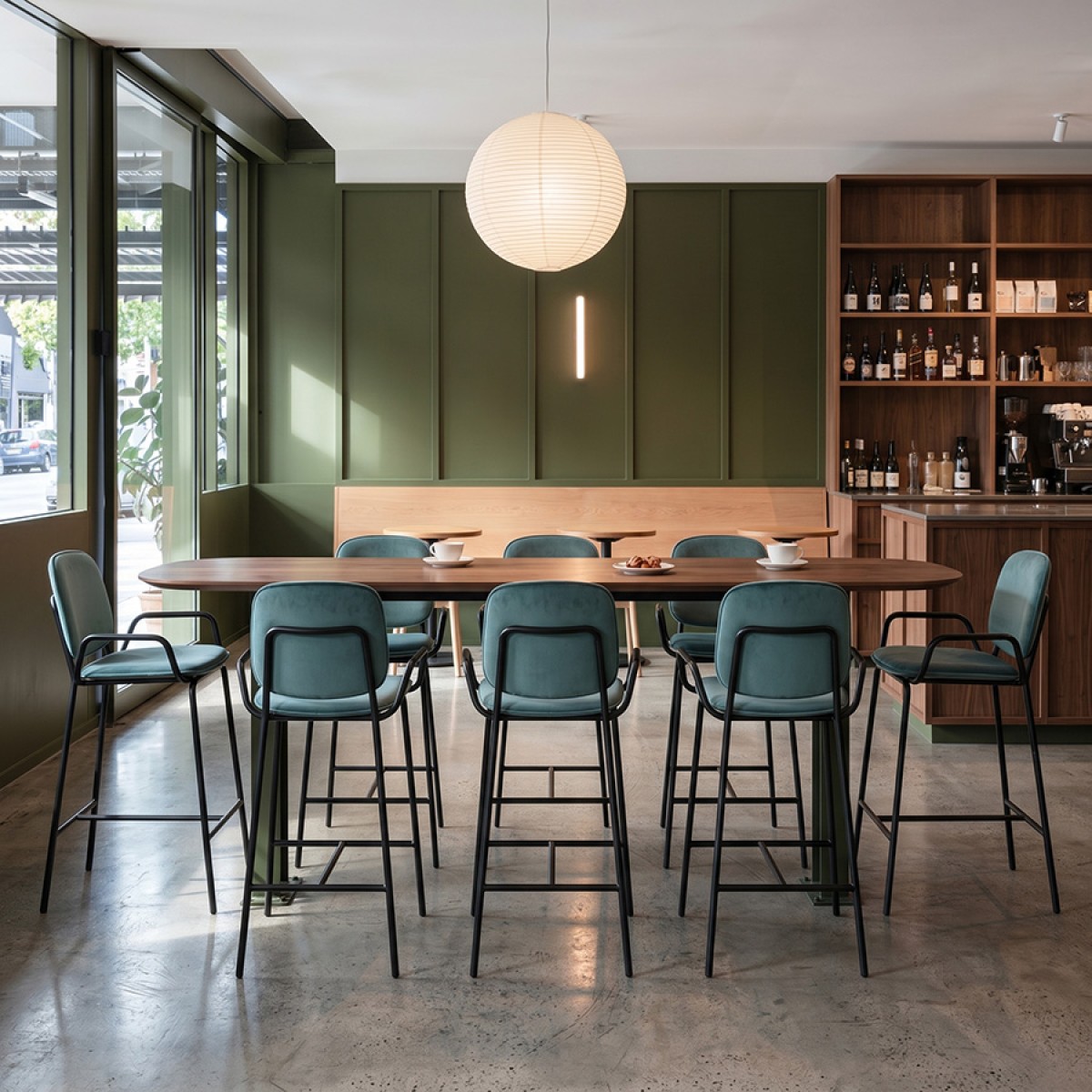 Стул полубарный ror, 2 frame, велюр, черный/зеленый