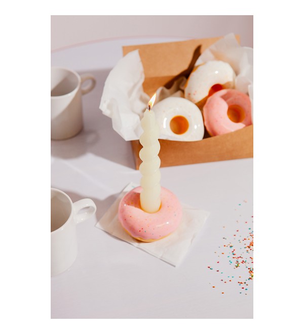 Подсвечник fast food, donut, D7 см, розовый