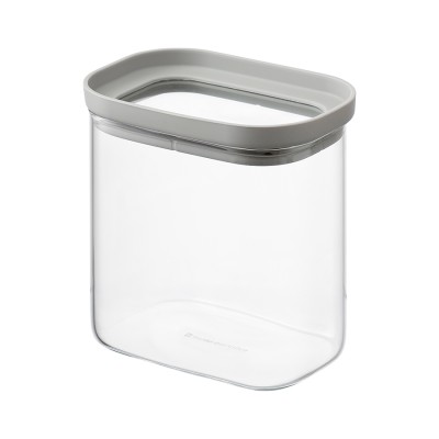 Банка для хранения прямоугольная vacuum glass, 750 мл, светло-серая