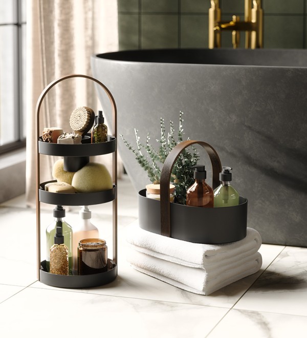 Органайзер для косметики bellwood, 20х50 см, черный/орех