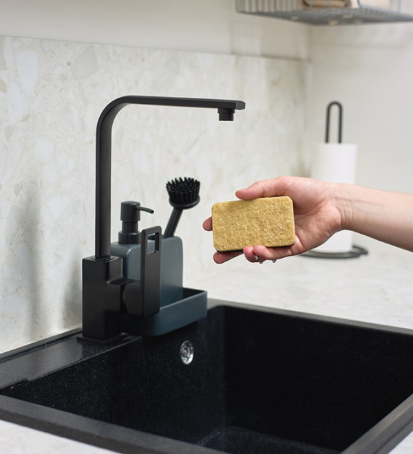 Набор губок для посуды из целлюлозы и кокосового волокна eco sponge, черные, 6 шт.