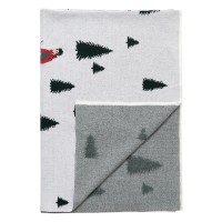 Плед вязаный с новогодним рисунком Лыжники из коллекции new year essential,130х180 см
