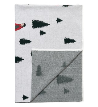 Плед вязаный с новогодним рисунком Лыжники из коллекции new year essential,130х180 см