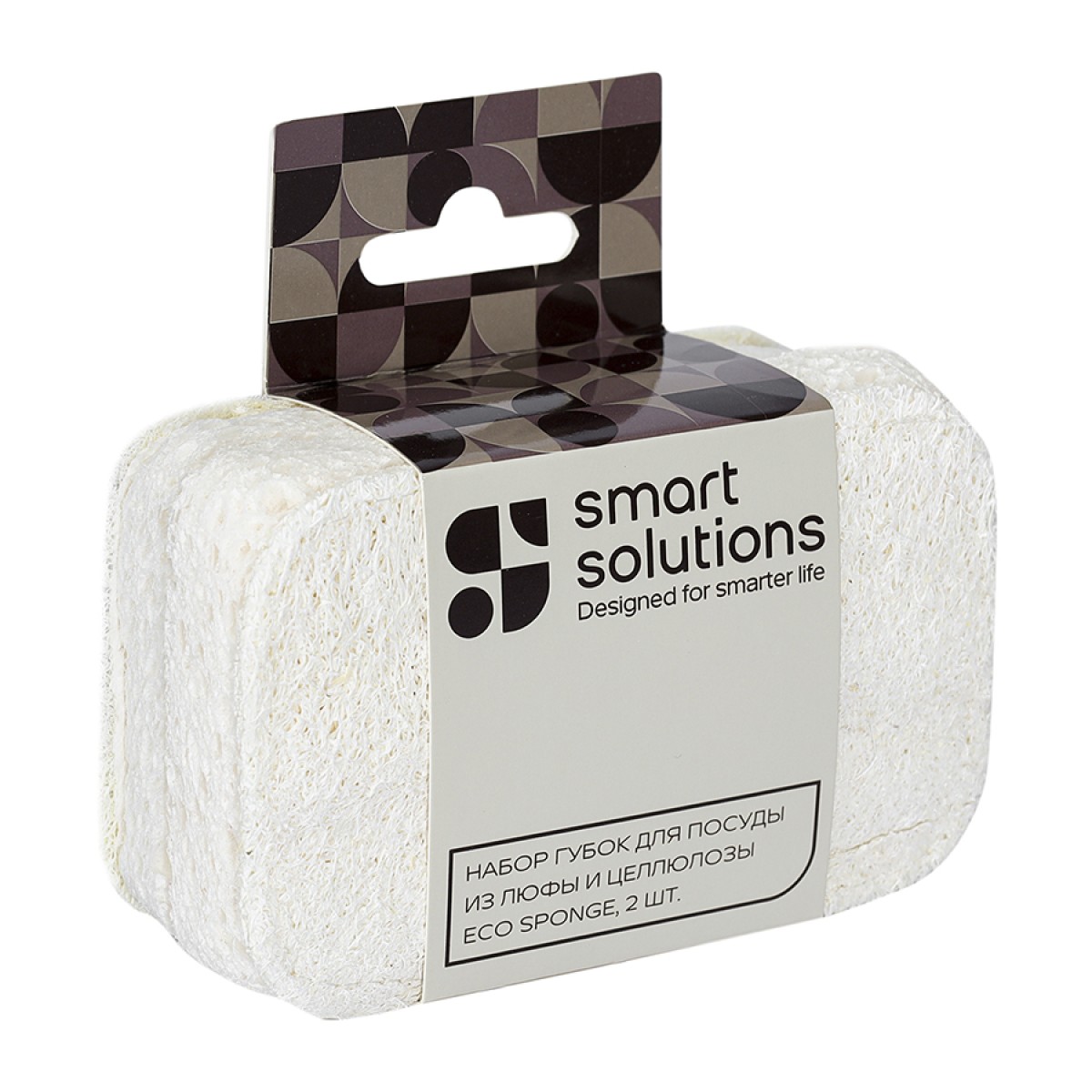 Набор губок для посуды из люфы и целлюлозы eco sponge, 2 шт.