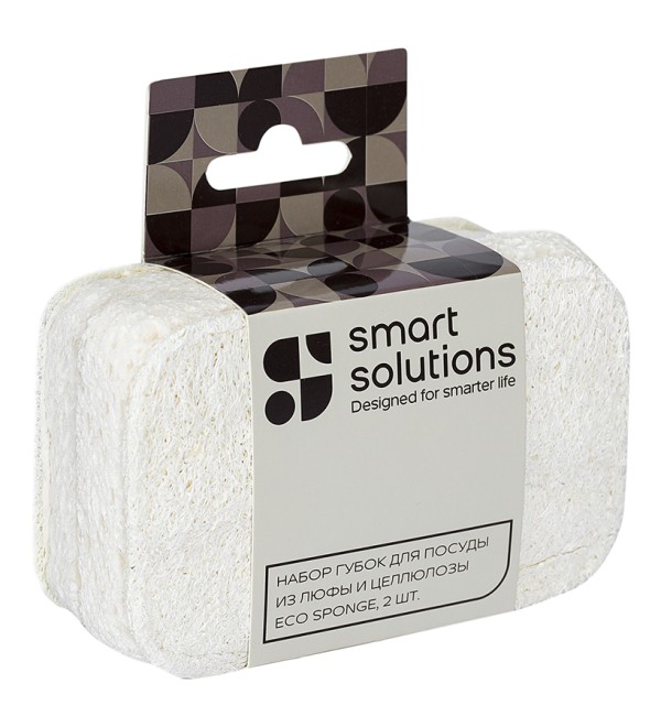 Набор губок для посуды из люфы и целлюлозы eco sponge, 2 шт.