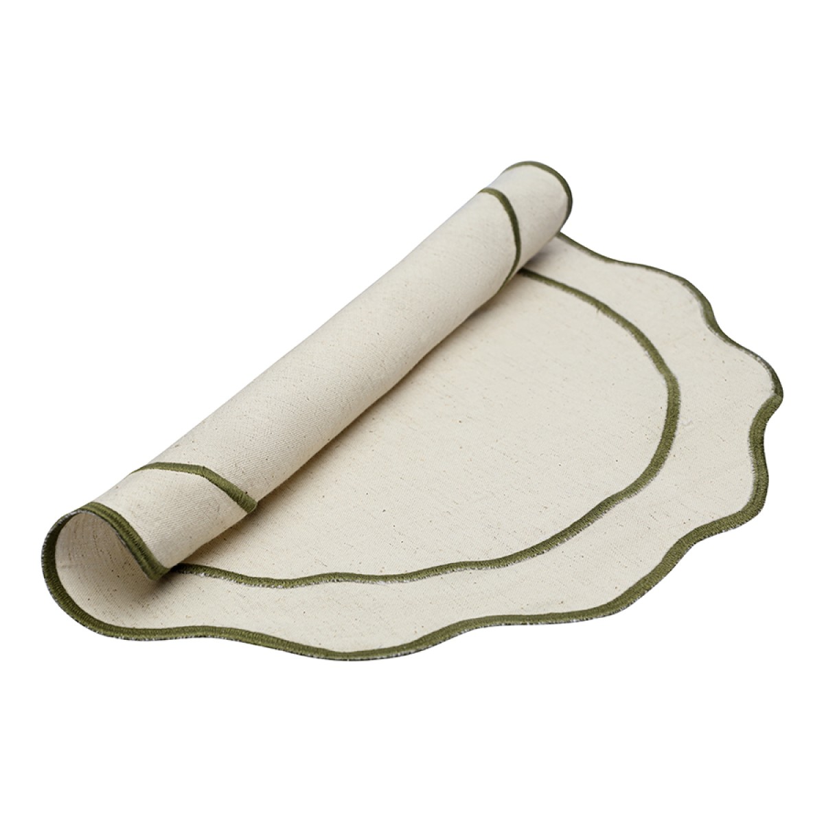 Салфетка под приборы anemone из коллекции trendy ruffles, D38 см, оливковый