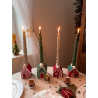 Набор из двух свечей зеленого цвета из коллекции new year essential, 25 см