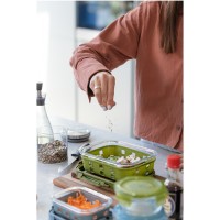 Контейнер для запекания, хранения и переноски продуктов в чехле, 640 мл, зеленый
