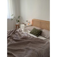 Плед из шерсти бежево-серого цвета из коллекции essential, 130х180 см