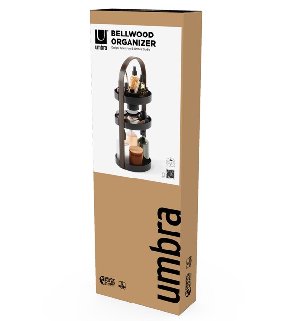 Органайзер для косметики bellwood, 20х50 см, черный/орех