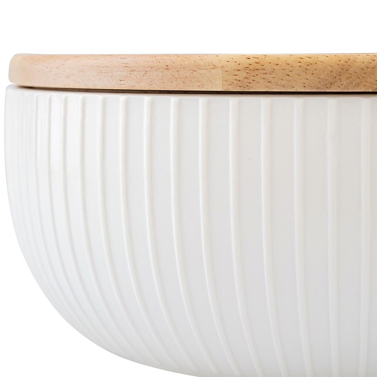 Салатник с крышкой из каучукового дерева soft ripples, dual glazing, D22 см