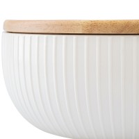 Салатник с крышкой из каучукового дерева soft ripples, dual glazing, D22 см