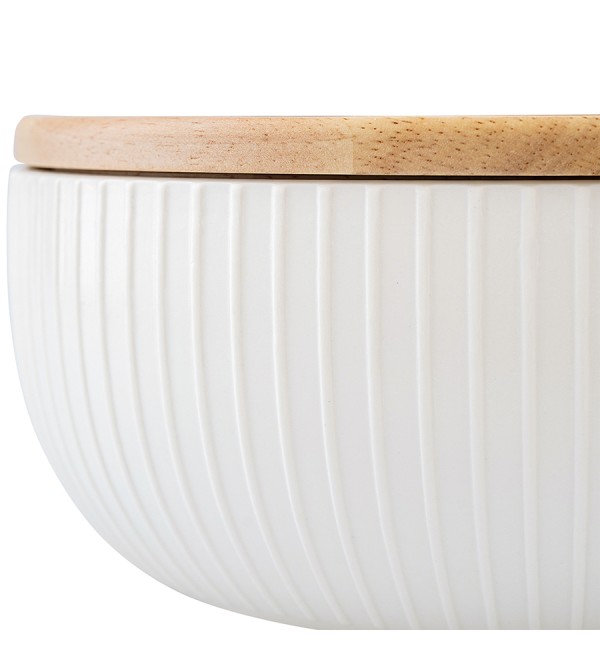 Салатник с крышкой из каучукового дерева soft ripples, dual glazing, D22 см