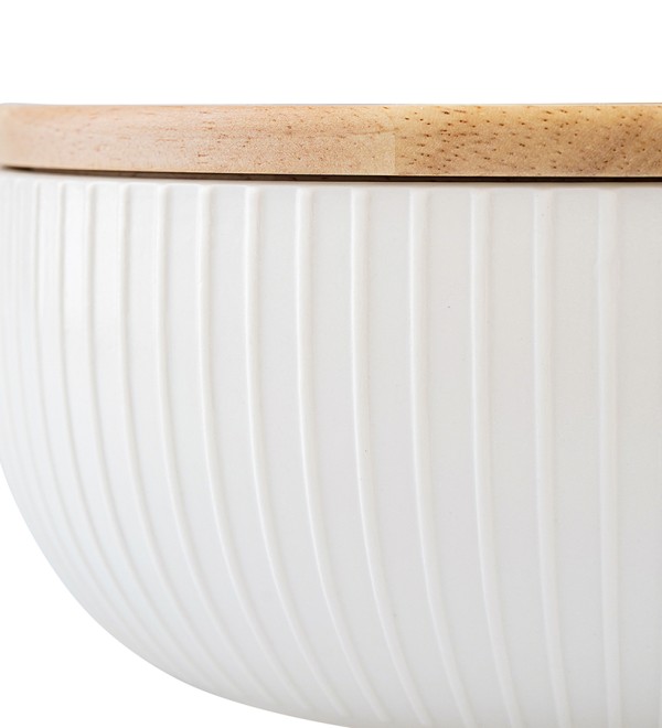 Салатник с крышкой из каучукового дерева soft ripples, dual glazing, D22 см