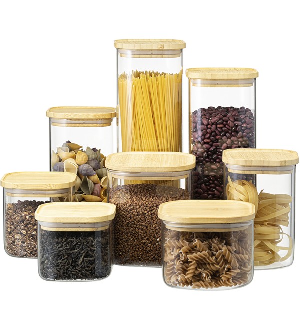Банка для хранения квадратная glass bamboo, 1,4 л