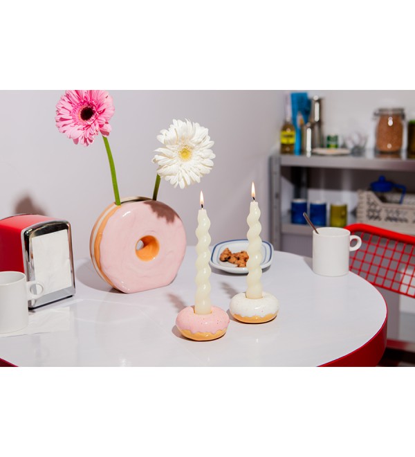 Подсвечник fast food, donut, D7 см, розовый