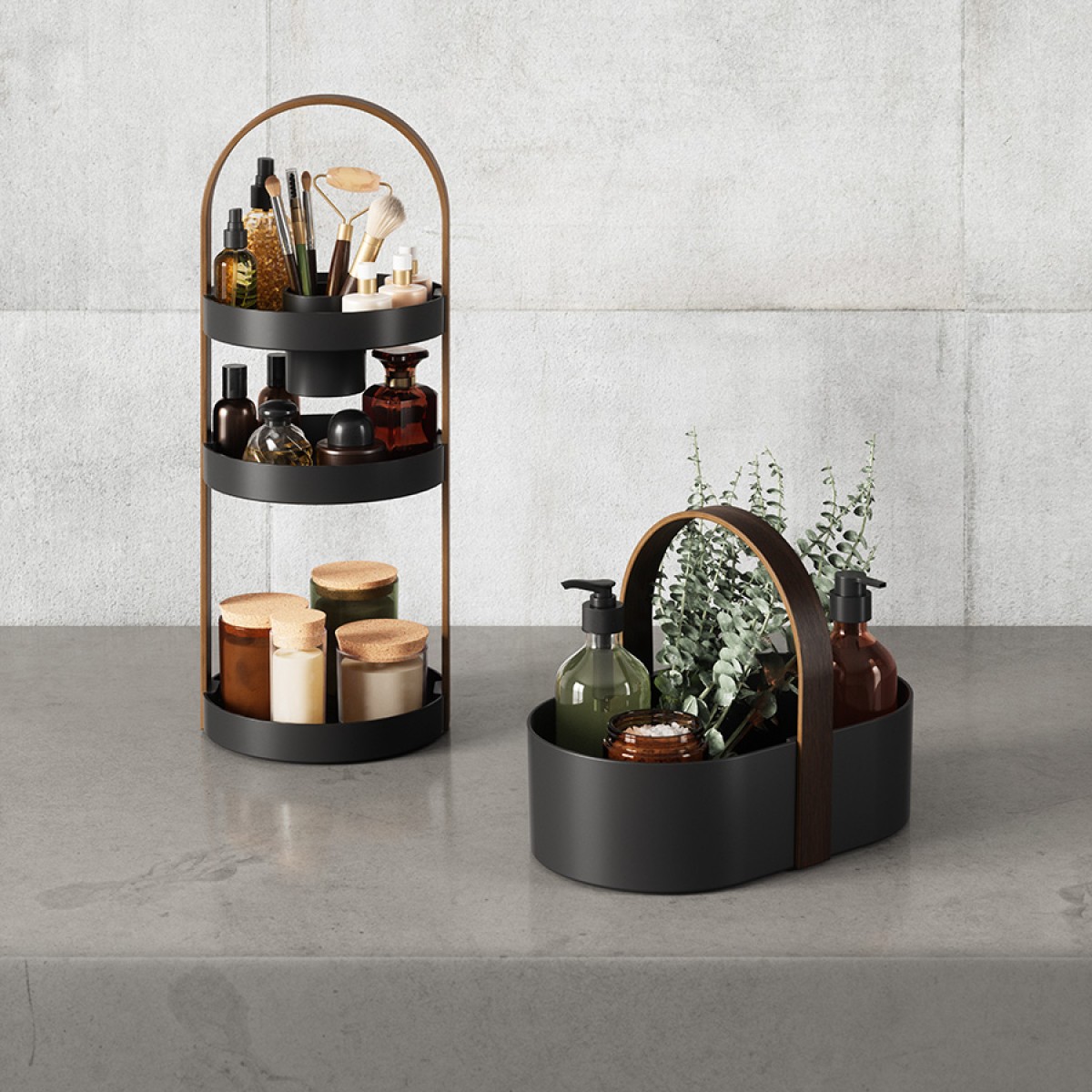 Органайзер для косметики bellwood, 20х50 см, черный/орех