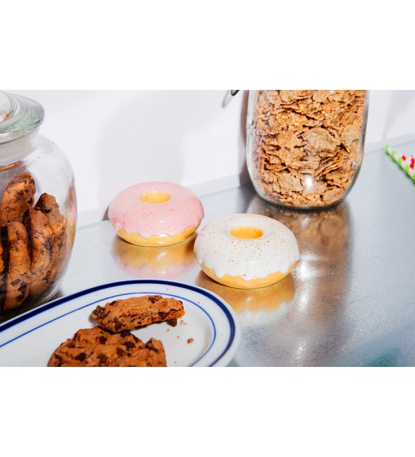 Подсвечник fast food, donut, D7 см, розовый