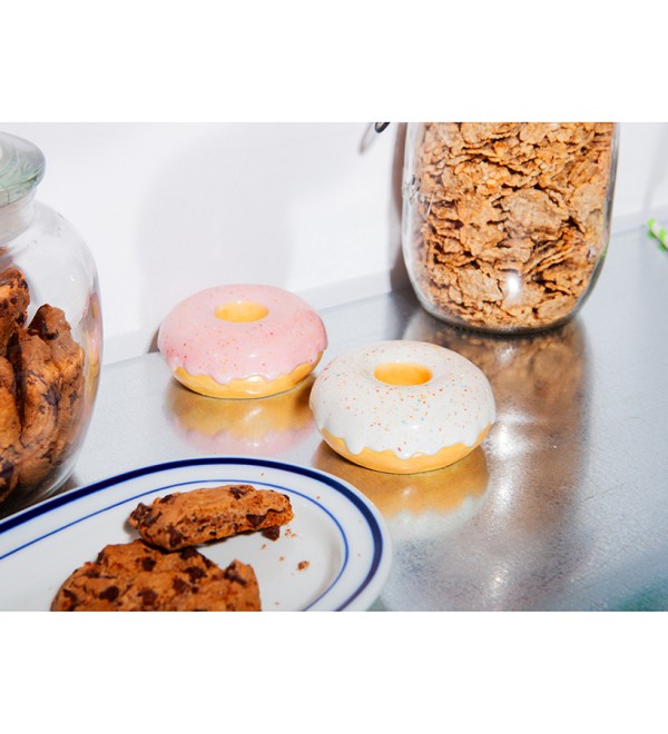 Подсвечник fast food, donut, D7 см, розовый