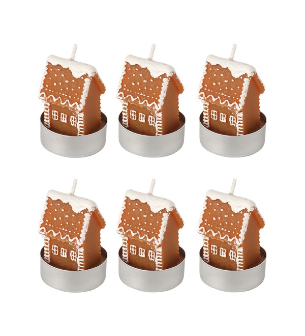 Набор декоративных свечей gingerbread houses из коллекции new year essential, 6 шт.