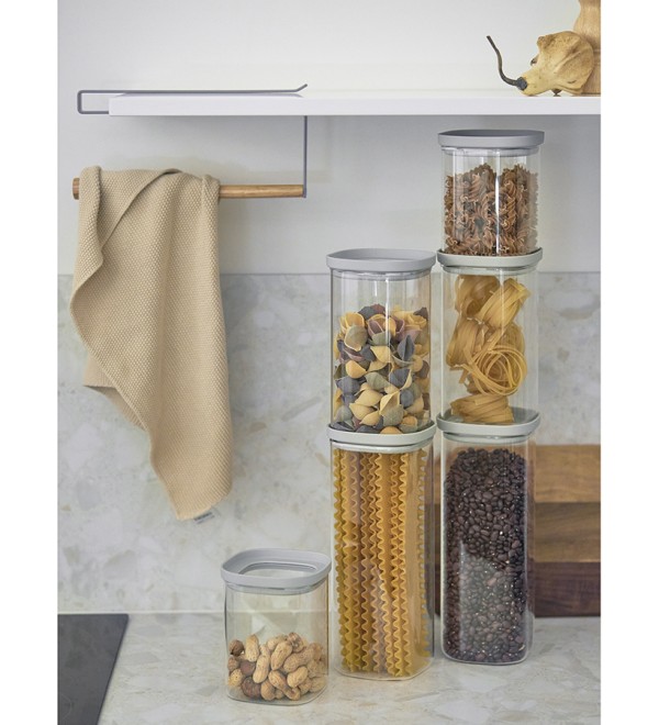 Банка для хранения квадратная vacuum glass, 1 л, светло-серая