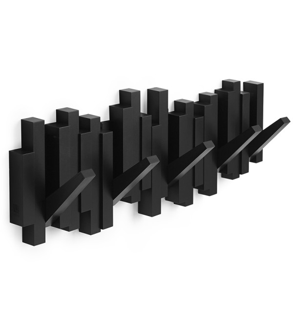 Вешалка настенная sticks, 49,3 см, черная, 5 крючков